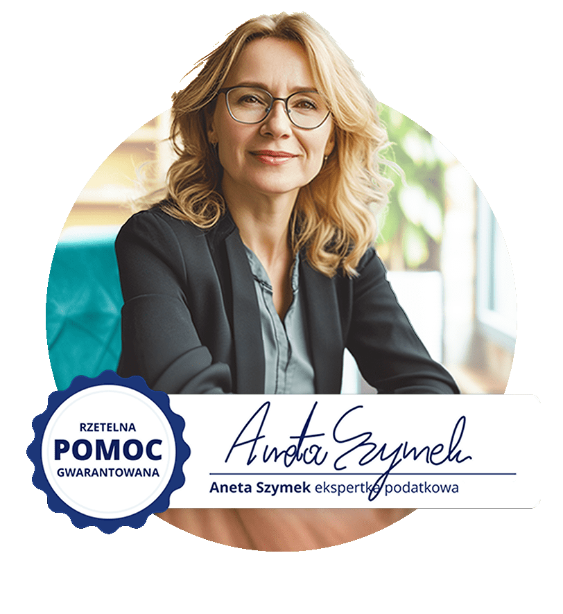 Telefon komórkowy ze zdjęciem uśmiechniętej księgowej z zespołu PITax.pl.